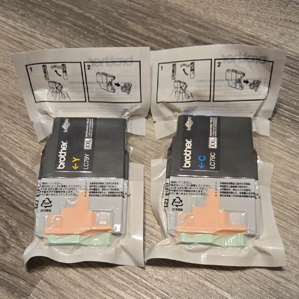 Lot Of 2 Brother LC79 Ink Cartidges Cyan And Yellow